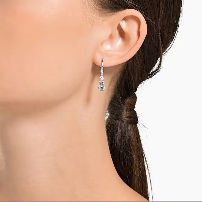 Swarovski Attract Trilogy hoop earrings, Round cut, White, Rhodium plated - 5416155/5689706 (SS)