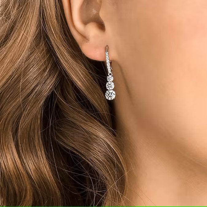 Swarovski Attract Trilogy hoop earrings, Round cut, White, Rhodium plated - 5416155/5689706 (SS)
