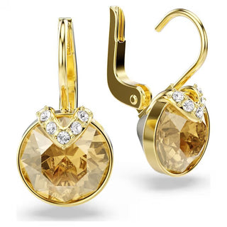 Pendientes colgantes Swarovski Bella V, Talla redonda, Tono dorado, Baño tono oro 5662093 