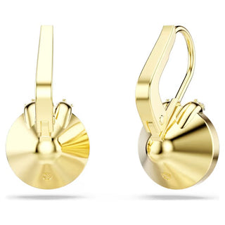 Swarovski Bella V drop earrings, Round cut, Green, Gold-tone plated 5735389