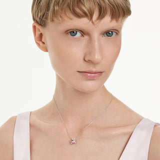 Swarovski - Bella V pendant, Round cut, Pink, Rhodium plated 5734230