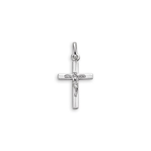 10K White Gold Crucifix Cross Charm