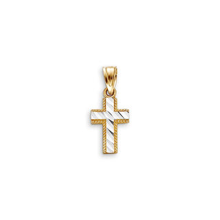 10K 2 Tone Gold Cross Charm