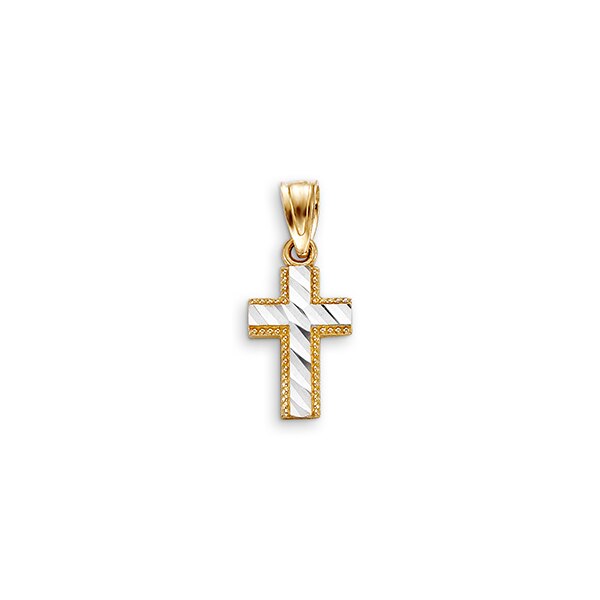 10K 2 Tone Gold Cross Charm