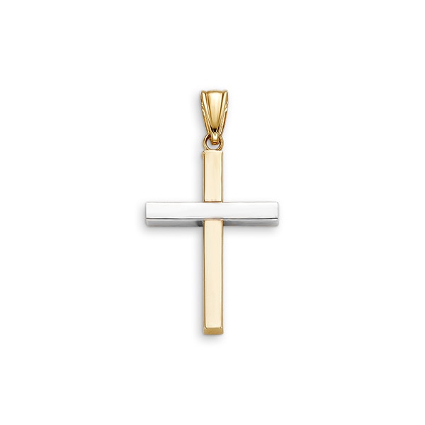 10K 2 Tone Gold Cross Charm