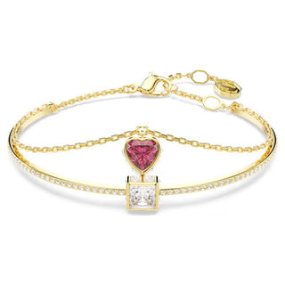 Swarovski - Brazalete Chroma, Corazón, Rojo, Baño tono oro - 5683835