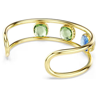 Swarovski - Chroma cuff, Cushion cut, Green, Gold-tone plated 5705836