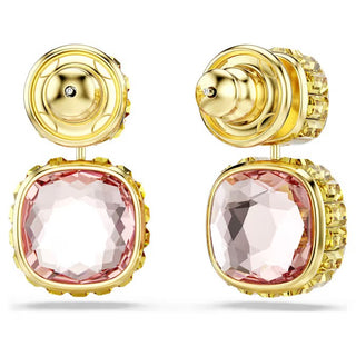 Swarovski - Chroma drop earrings, Cushion cut, Multicolored, Gold-tone plated 5692492