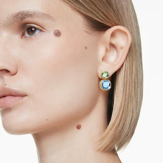 Swarovski - Chroma drop earrings, Cushion cut, Multicolored, Gold-tone plated 5692492