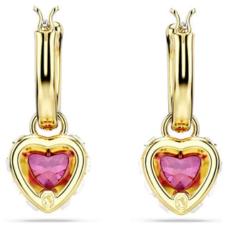 Swarovski - Pendientes colgantes Chroma, Corazón, Rojo, Baño tono oro - 5684760 