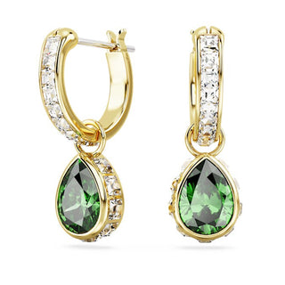 Pendientes colgantes Swarovski Stilla, talla pera, verde, baño tono oro 5662922 