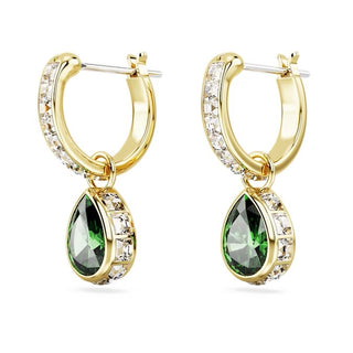 Pendientes colgantes Swarovski Stilla, talla pera, verde, baño tono oro 5662922 