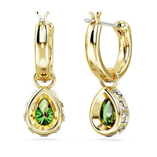 Pendientes colgantes Swarovski Stilla, talla pera, verde, baño tono oro 5662922 