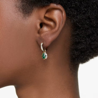 Pendientes colgantes Swarovski Stilla, talla pera, verde, baño tono oro 5662922 