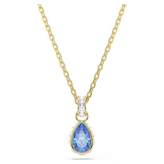 Swarovski Chroma pendant, Pear cut, Blue, 18K gold finish 5757786