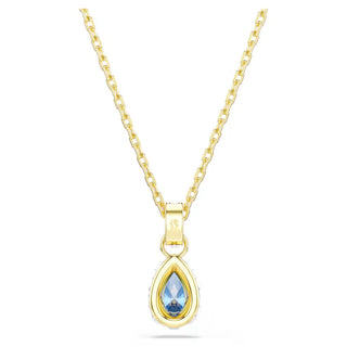 Swarovski Chroma pendant, Pear cut, Blue, 18K gold finish 5757786