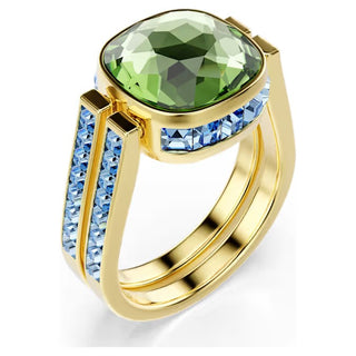 Swarovski - Chroma ring, Cushion cut, Multicolored, Gold-tone plated - 5692500