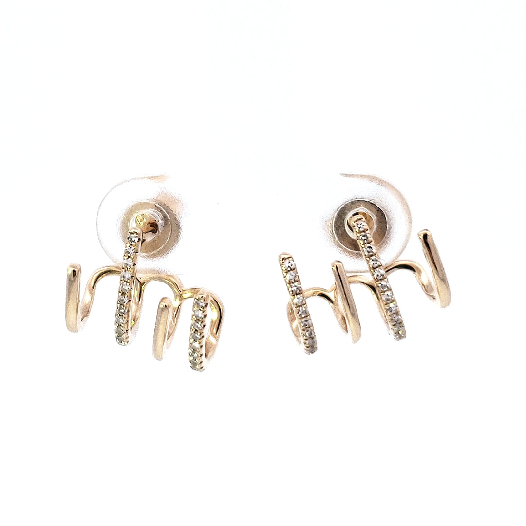 14K Yellow Gold 0.14 cttw Diamond Earrings