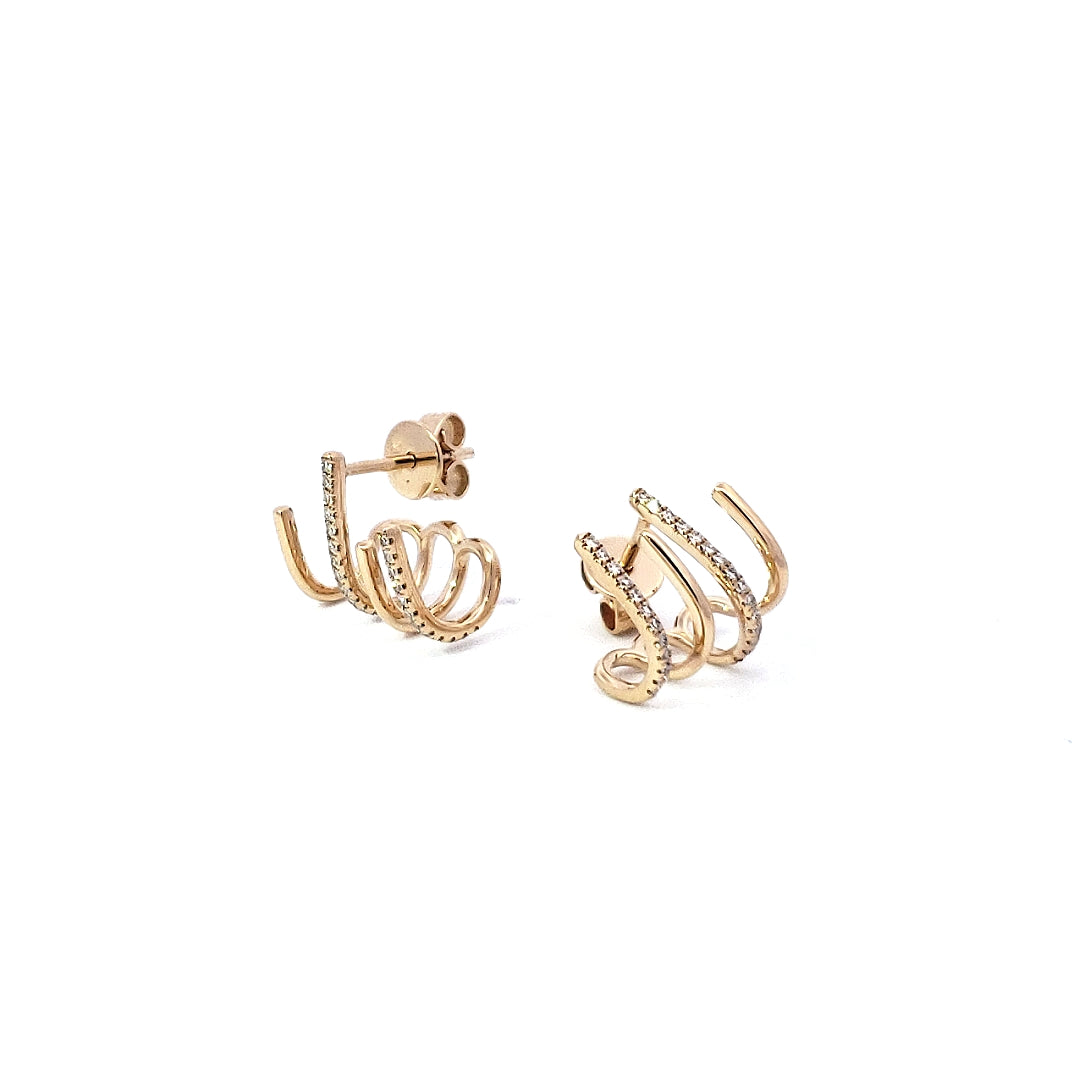 14K Yellow Gold 0.14 cttw Diamond Earrings