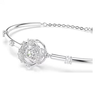 Swarovski Constella bangle, Round cut, Dancing stone, White, Rhodium plated 5743523