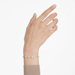 Swarovski - Constella Tennis bracelet, Crystal pearl, Round cuts, White, Rhodium plated 5707511