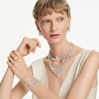 Swarovski - Constella Tennis bracelet, Crystal pearl, Round cuts, White, Rhodium plated 5707511