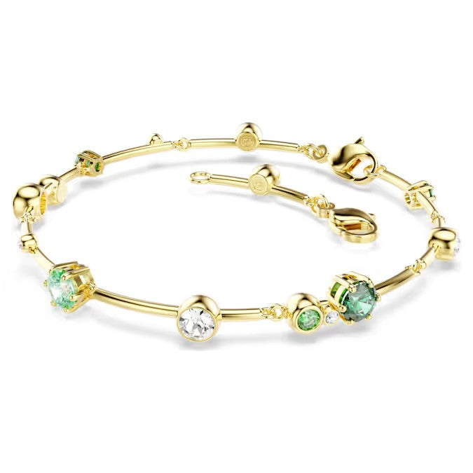 Swarovski Constella bracelet Mixed cuts, Green, Gold-tone plated 5722478