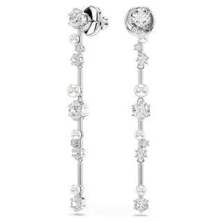 Swarovski - Constella drop earrings, Crystal pearl, Round cuts, White, Rhodium plated 5705614