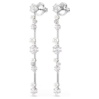 Swarovski - Constella drop earrings, Crystal pearl, Round cuts, White, Rhodium plated 5705614