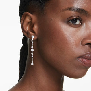 Swarovski - Constella drop earrings, Crystal pearl, Round cuts, White, Rhodium plated 5705614