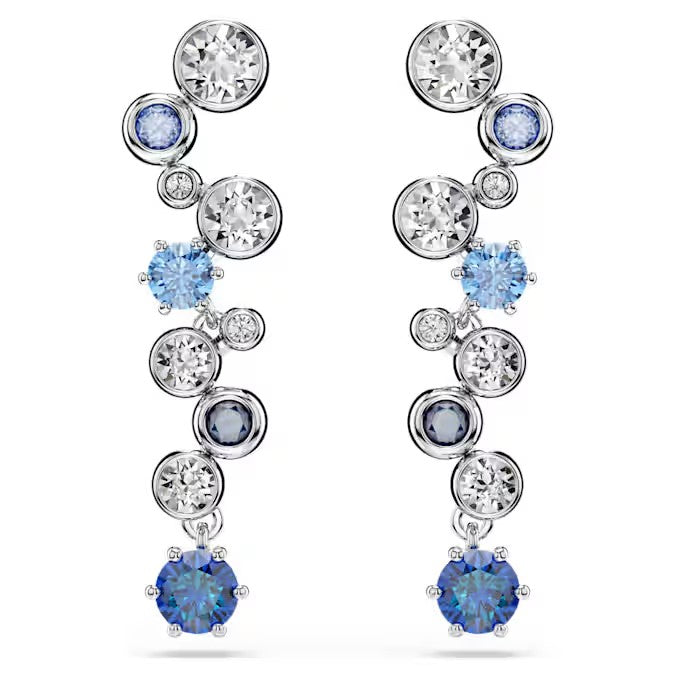 Swarovski Constella drop earrings Mixed cuts, Blue, Rhodium plated 5732775
