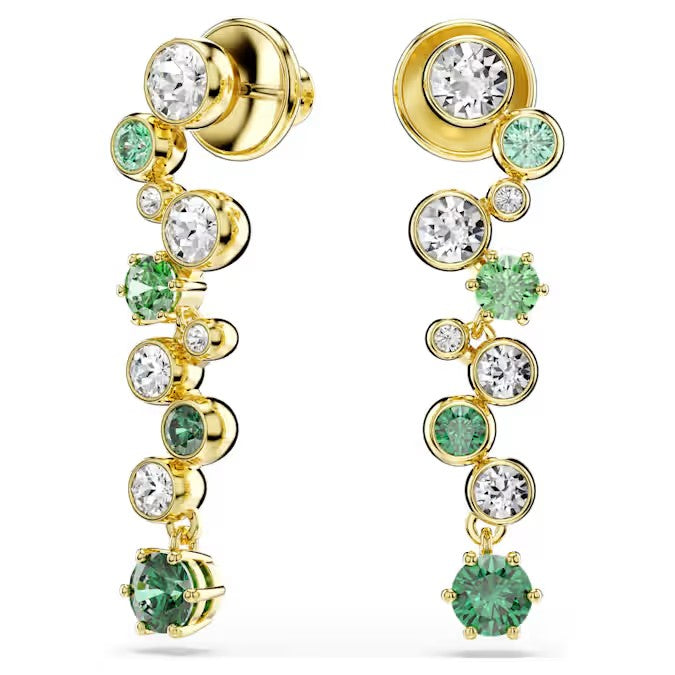 Swarovski Constella drop earrings Mixed cuts, Green, Gold-tone plated 5732248