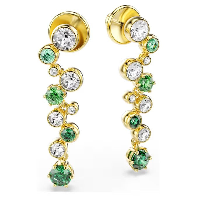 Swarovski Constella drop earrings Mixed cuts, Green, Gold-tone plated 5732248