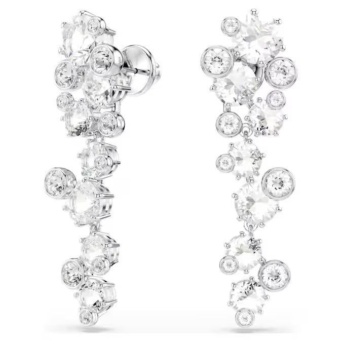 Constella drop earrings Mixed cuts, White, Rhodium plated 5732252