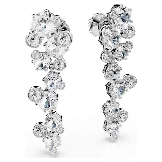 Constella drop earrings Mixed cuts, White, Rhodium plated 5732252