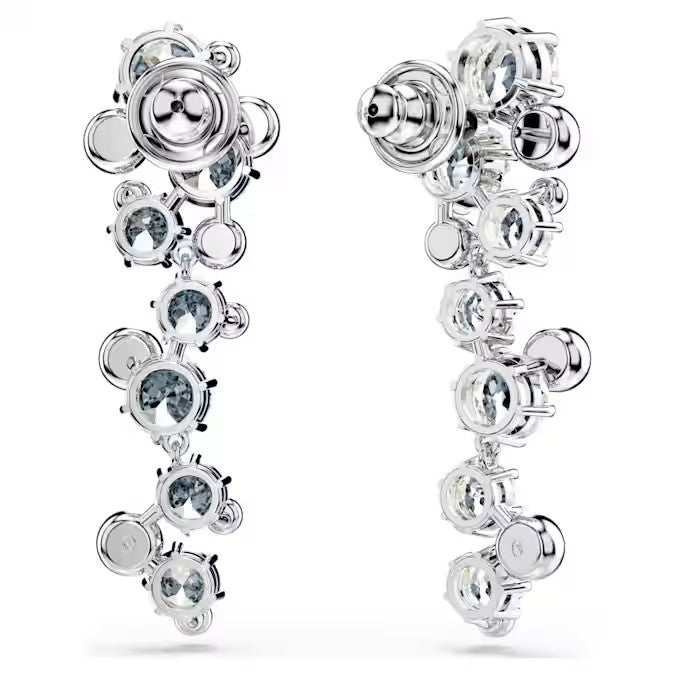 Constella drop earrings Mixed cuts, White, Rhodium plated 5732252