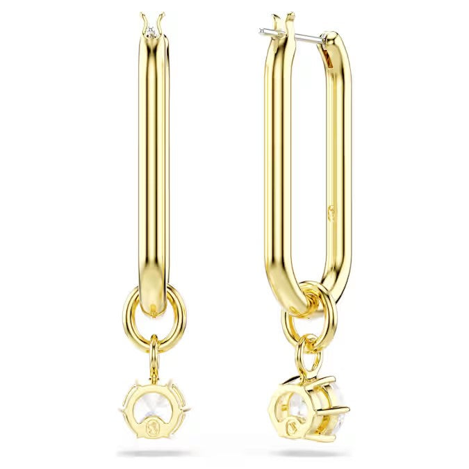 Swarovski Constella drop earrings Round cut, White, Gold-tone plated 5728587