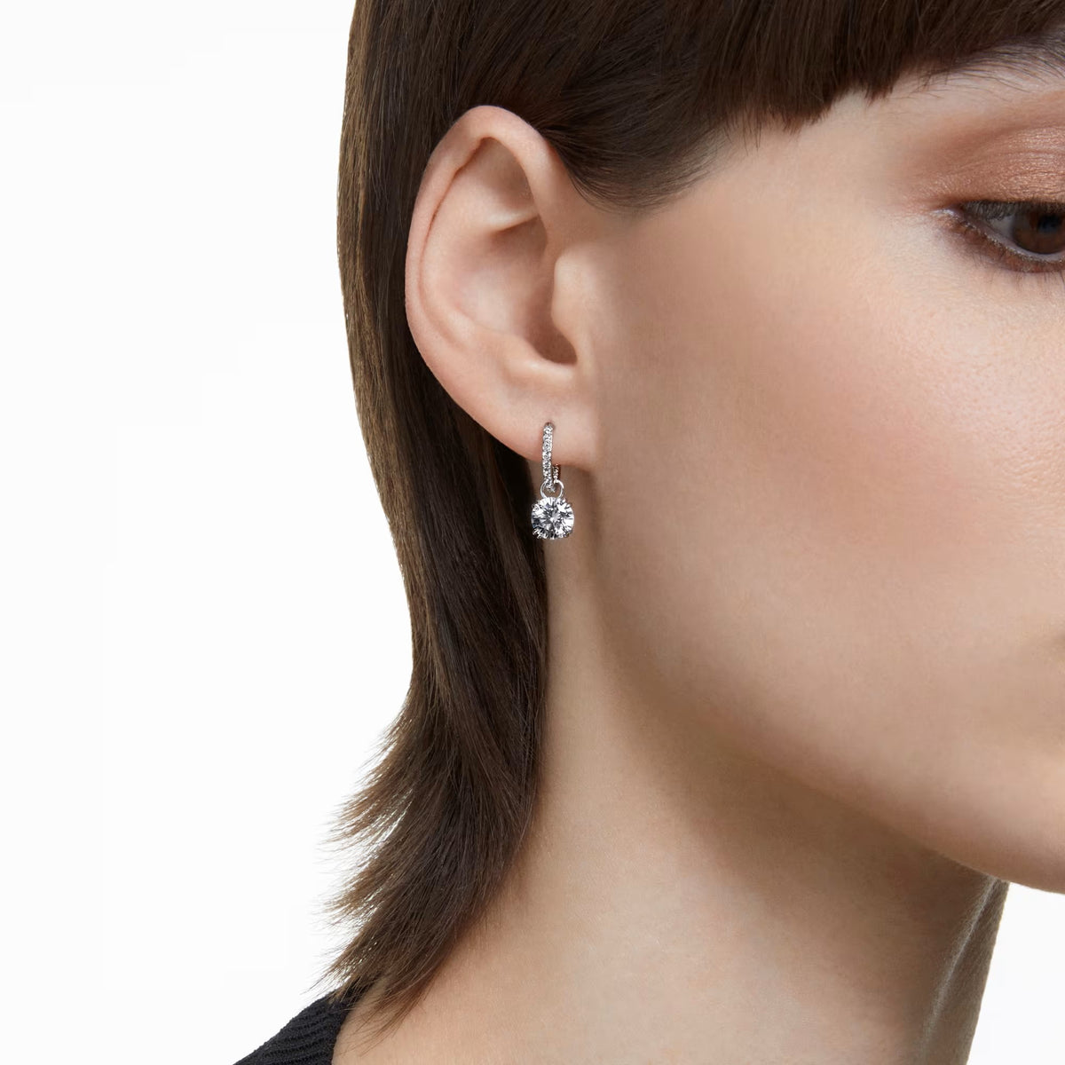 Swarovski Constella/Stilla drop earrings, Round cut, White, Rhodium plated - 5636717/5649007 (SS)
