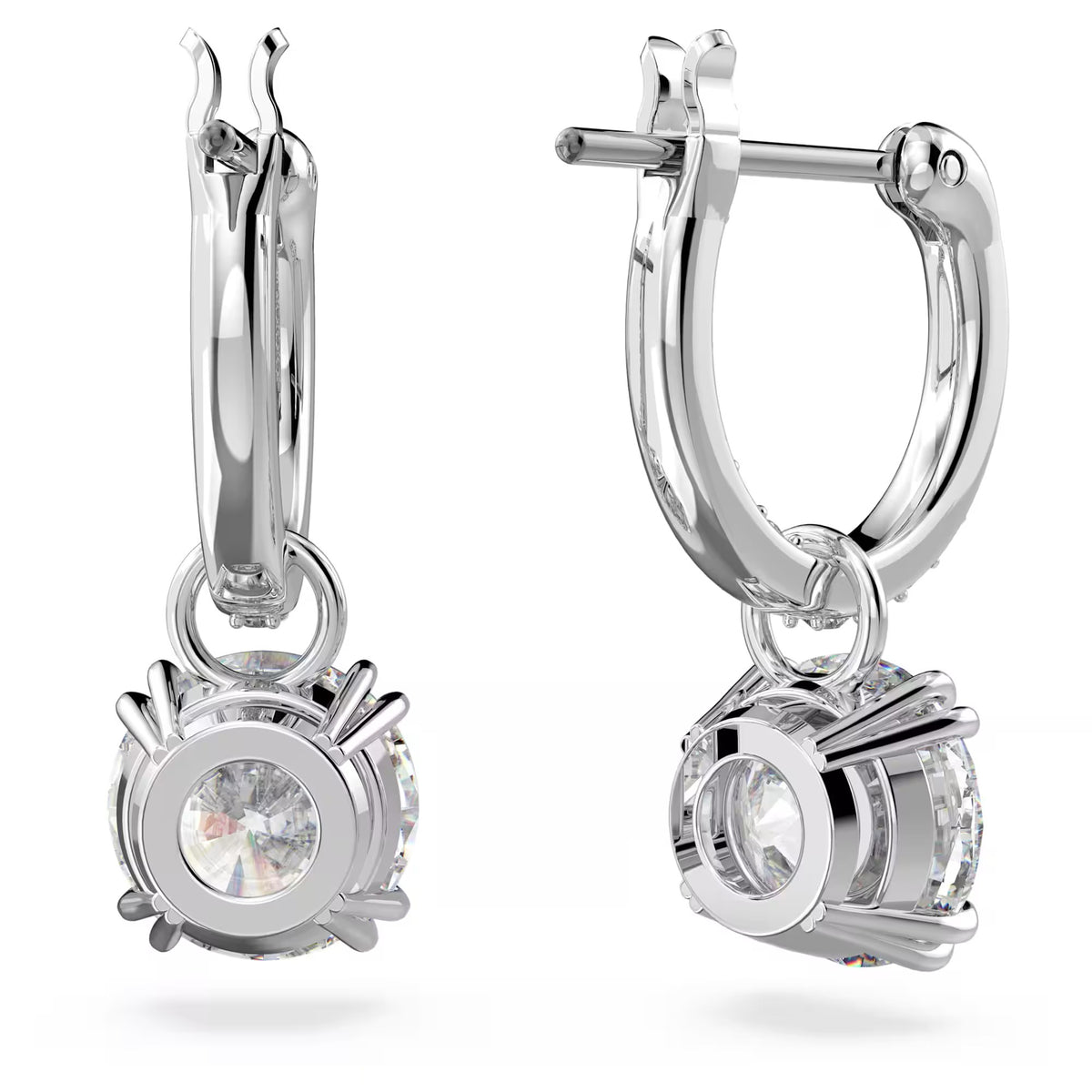 Swarovski Constella/Stilla drop earrings, Round cut, White, Rhodium plated - 5636717/5649007 (SS)