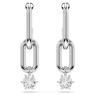 Swarovski Constella drop earrings Round cut, White, Rhodium plated 5728584