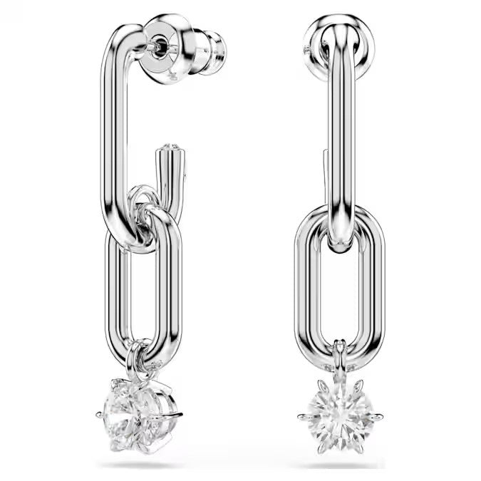 Swarovski Constella drop earrings Round cut, White, Rhodium plated 5728584