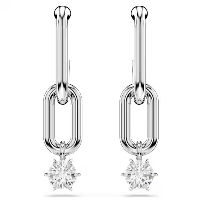 Swarovski Constella drop earrings Round cut, White, Rhodium plated 5728584