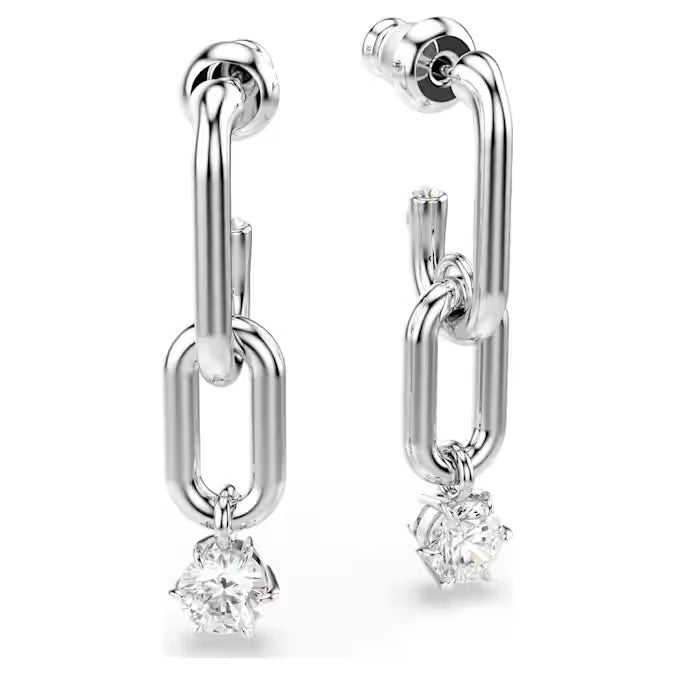 Swarovski Constella drop earrings Round cut, White, Rhodium plated 5728584