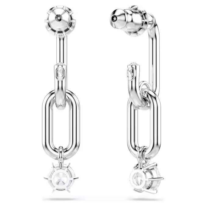 Swarovski Constella drop earrings Round cut, White, Rhodium plated 5728584