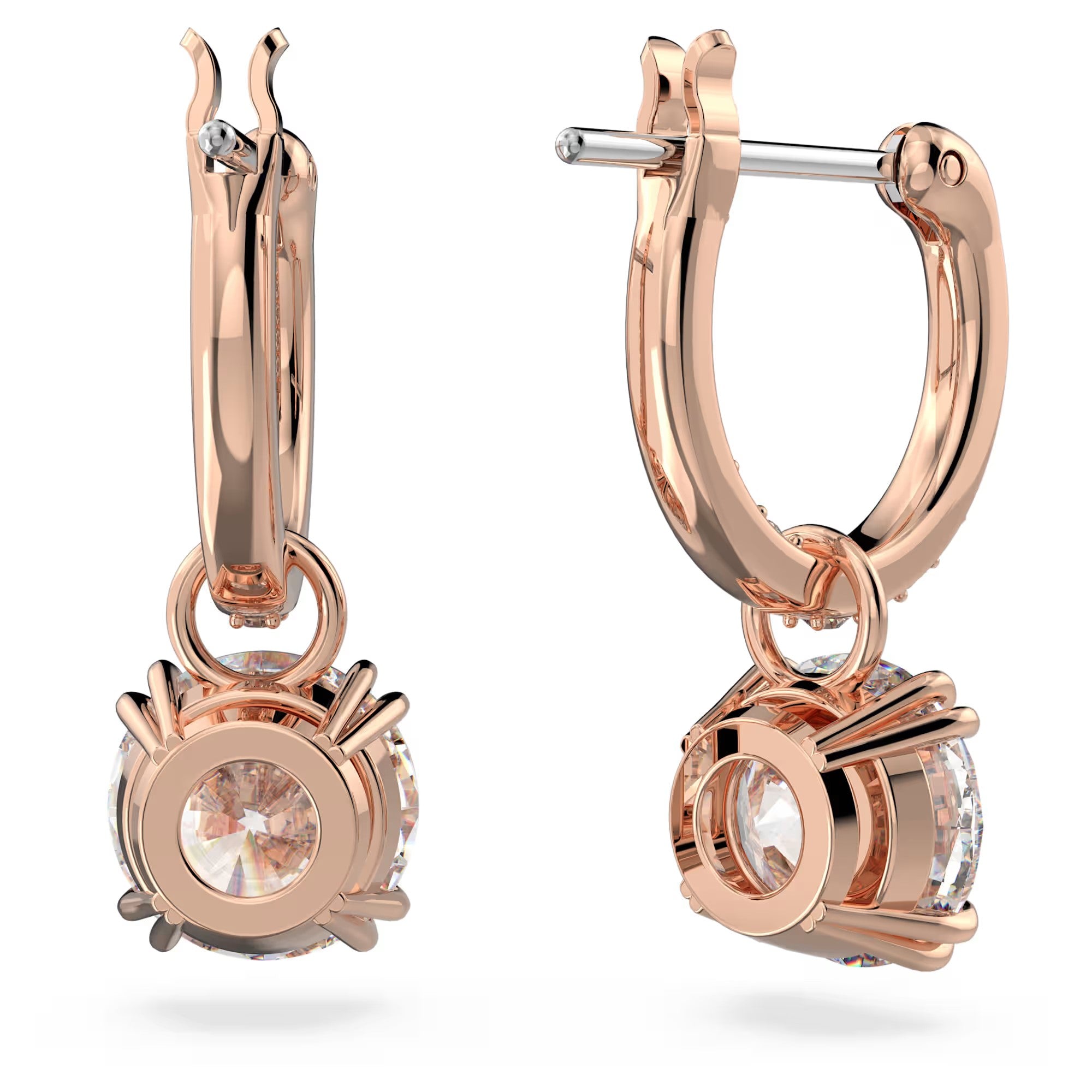 Swarovski Constella/Stilla drop earrings, Round cut, White, Rose gold-tone plated - 5639975/5648991 (SS)