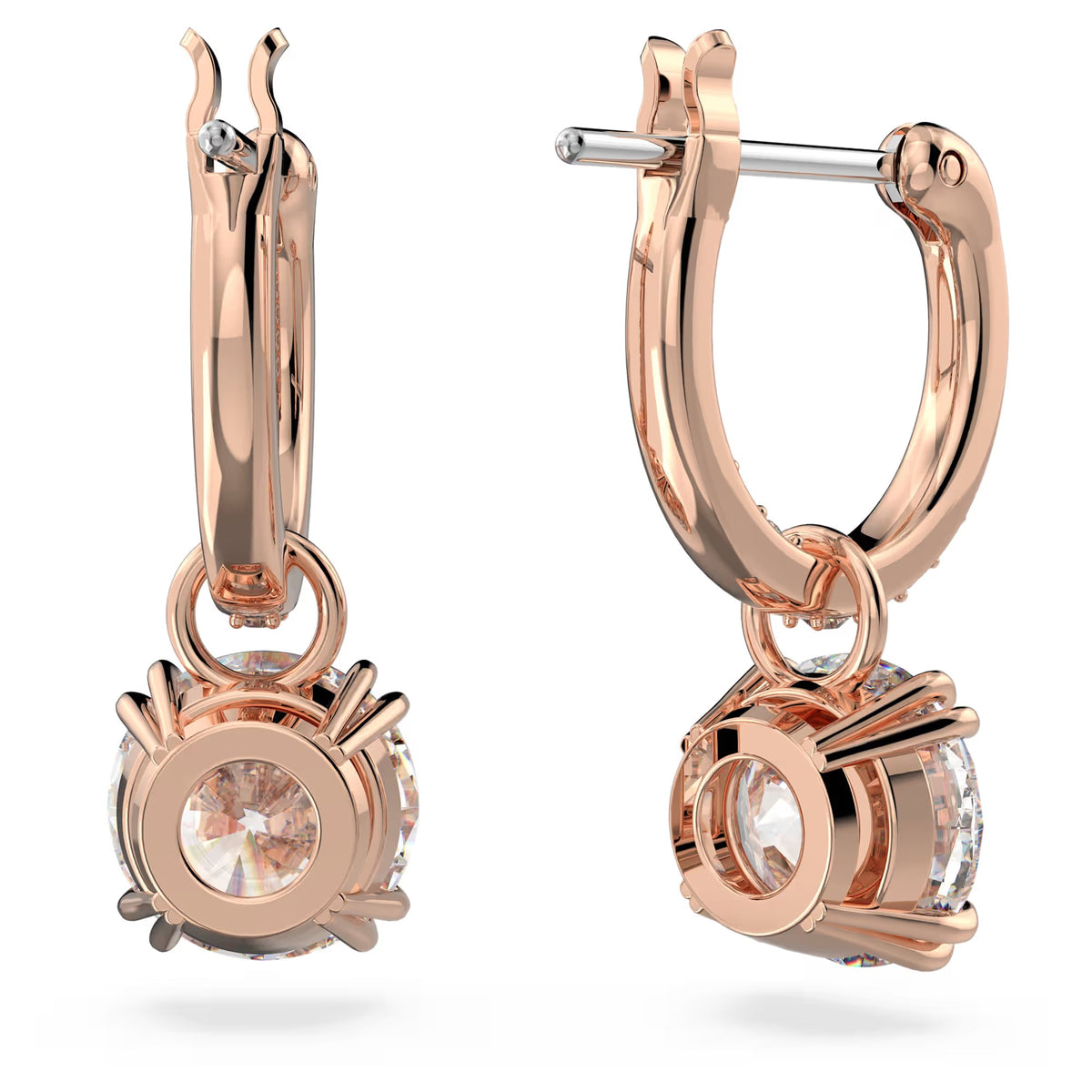 Swarovski Constella/Stilla drop earrings, Round cut, White, Rose gold-tone plated - 5639975/5648991 (SS)