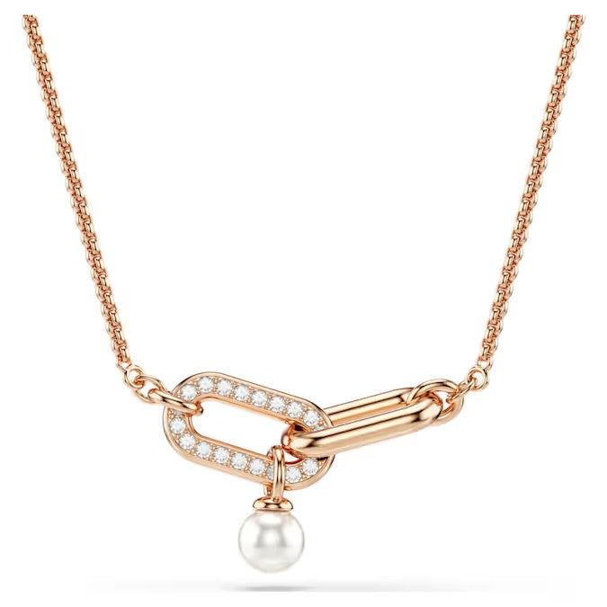 Swarovski Constella pendant Crystal pearl, Round cut, White, Rose gold-tone plated 5728589