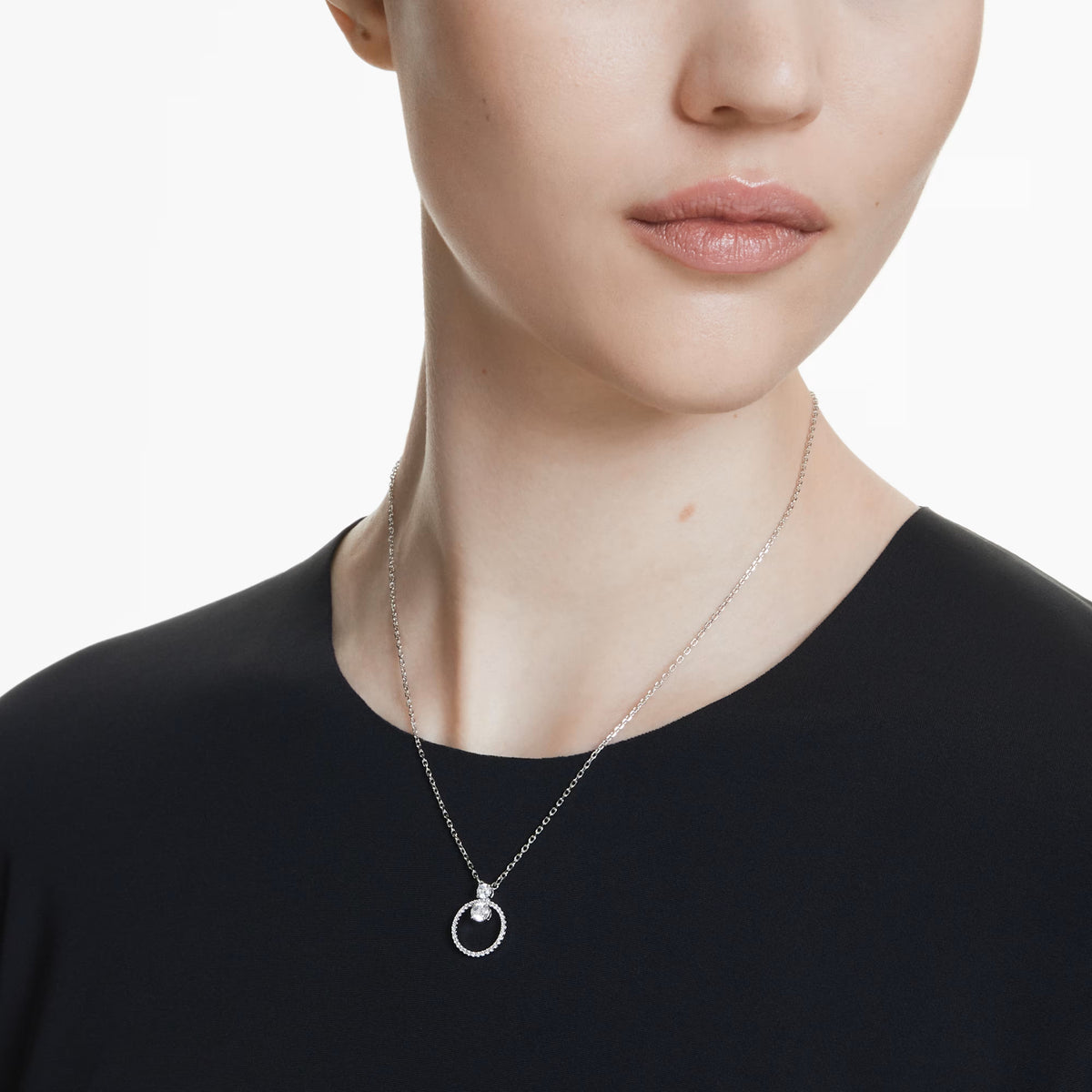 Swarovski - Constella pendant, Pavé, Round cut, White, Rhodium plated 5692261
