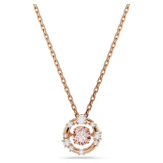 Swarovski Constella pendant Round cut, Dancing stone, Pink, Rose gold-tone plated 5744244