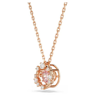 Swarovski Constella pendant Round cut, Dancing stone, Pink, Rose gold-tone plated 5744244